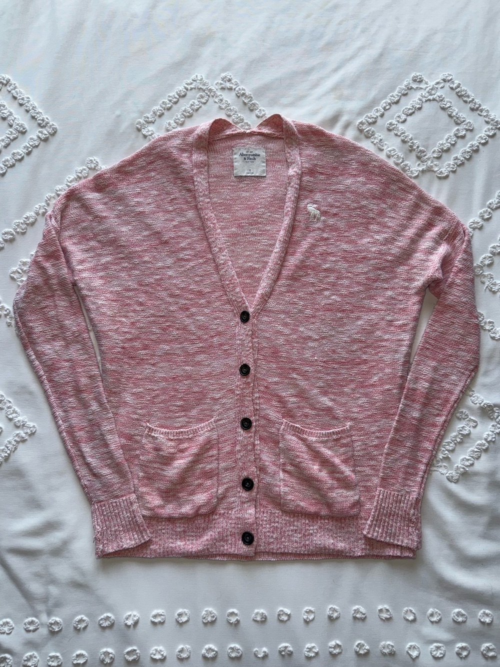 Y2K Abercrombie & Fitch Marled Pink Cardigan